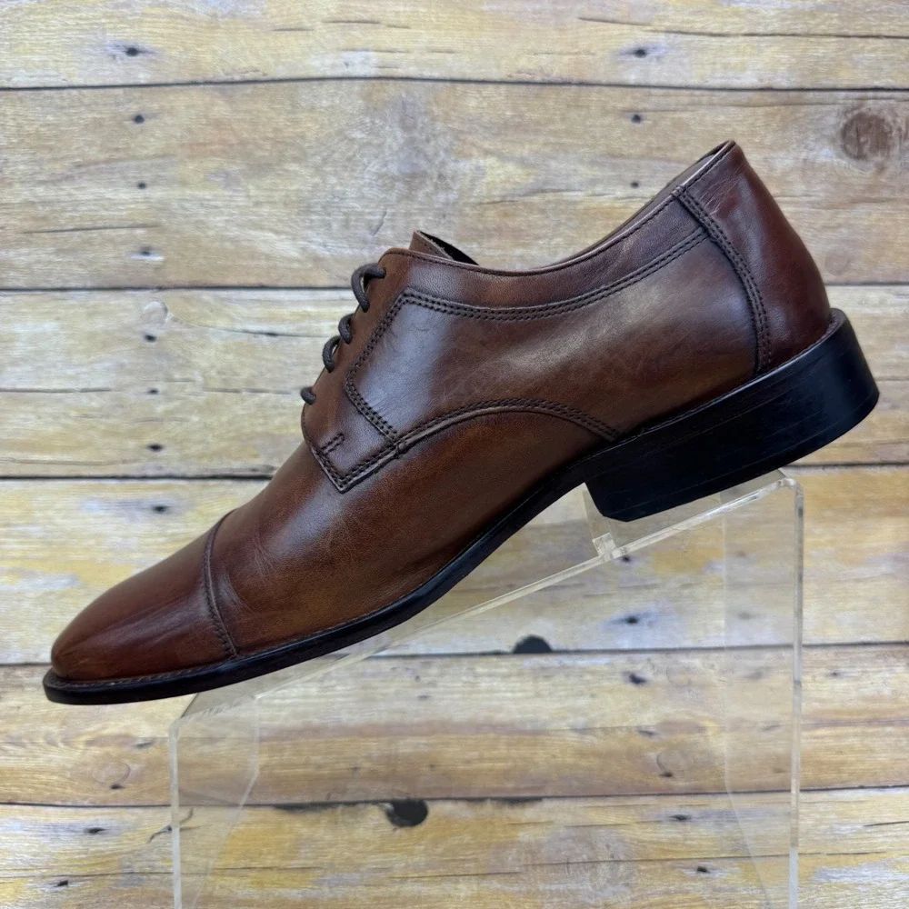 J Murphy Dress Shoes Mens 11 Brown Leather Cap Toe‎ Derby Oxford Office Formal